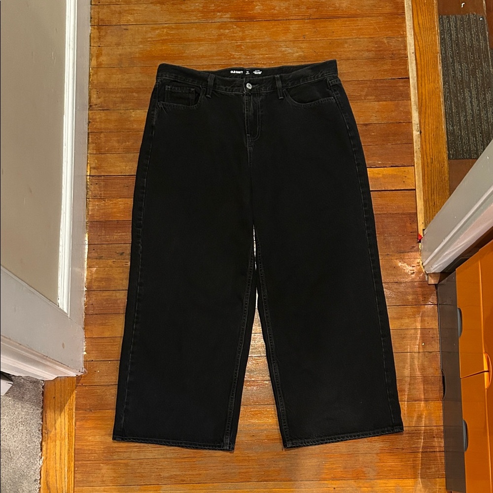 Old Navy Washed Black Jeans Baggy Wide Leg Women’s Size 14 Short - Picture 4 of 9
